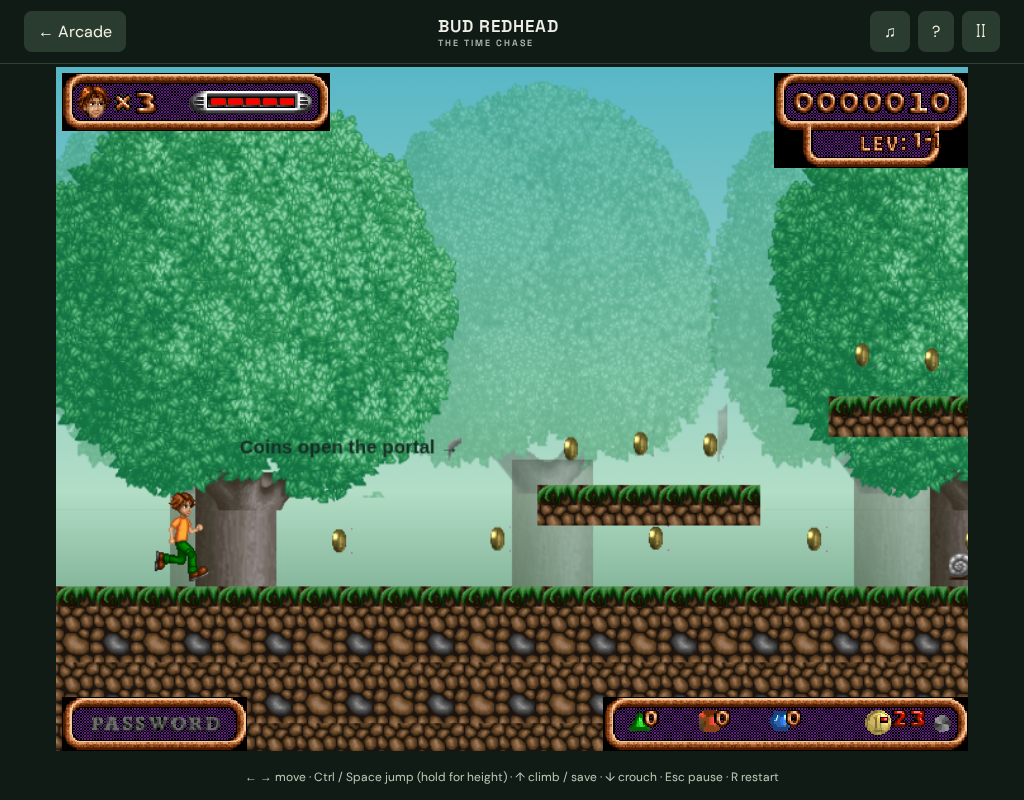 Retained Chromium capture of the reconstructed forest course and recovered HUD. The screenshot does not demonstrate the original game’s full campaign.